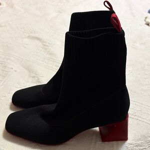 Elegant Black and Red Heeled Boots